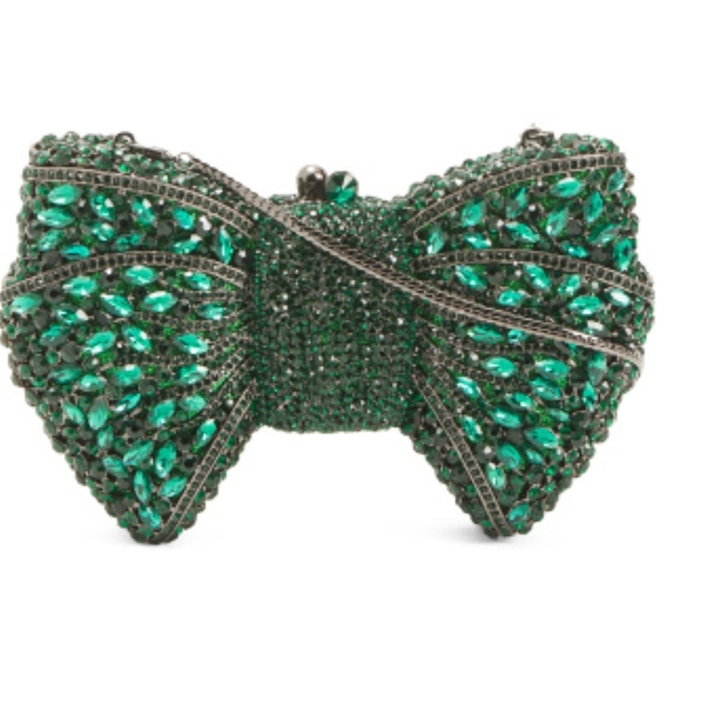 Emerald Green Crystal Bow Clutch